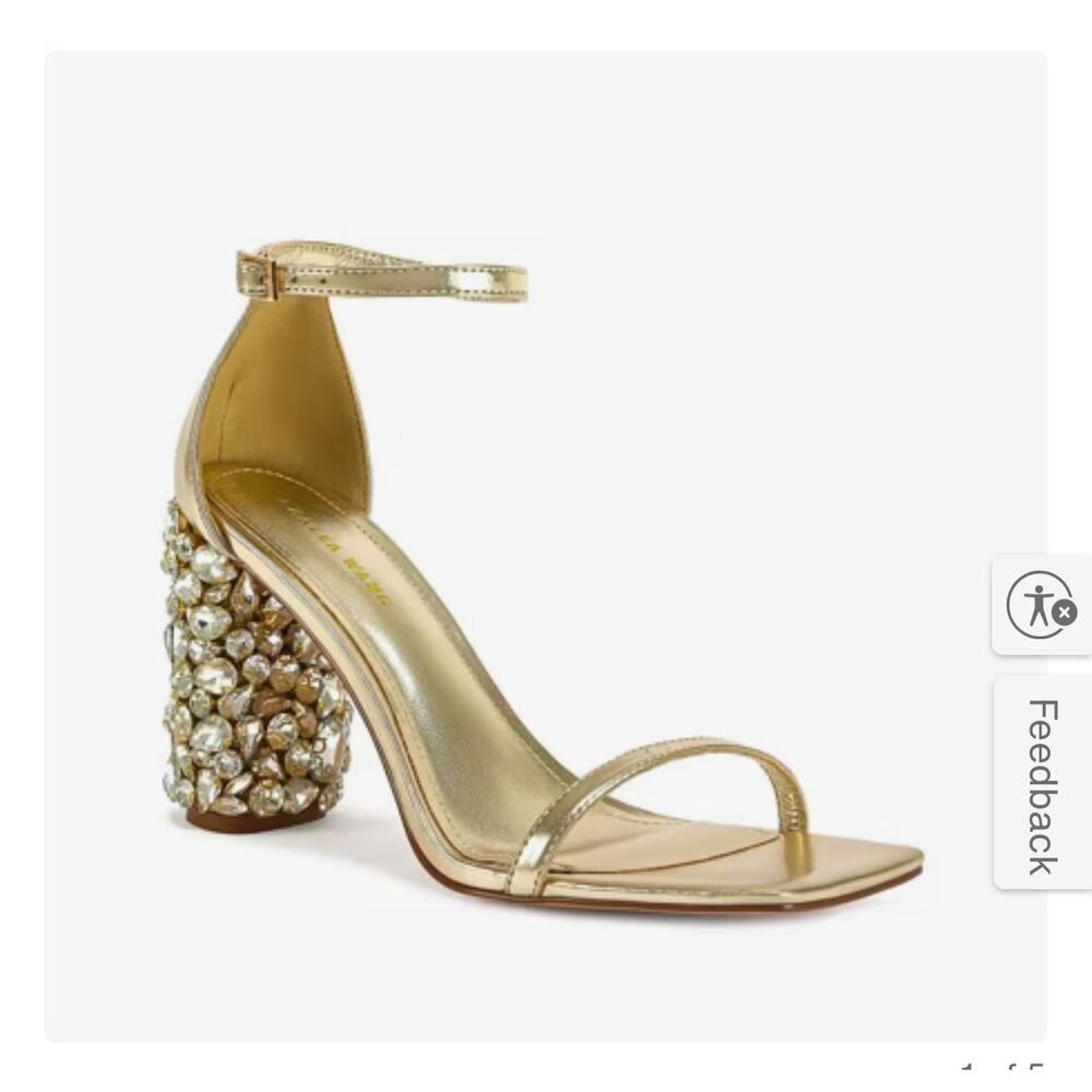 Azalea Wang Gold Bernelle Sandals Heels  7 NIB